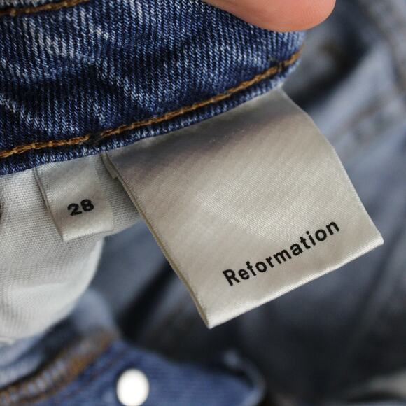 Reformation Jeans Womens 28 Fawcett Wide Leg Cropped Celtic Wash Denim Blue Chic - Picture 8 of 15